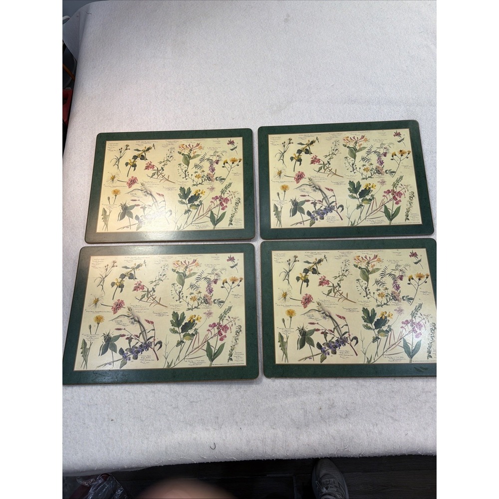 Set Of 4 Pimpernel Royal Horticulture Society Floral Cork Back Placemats England